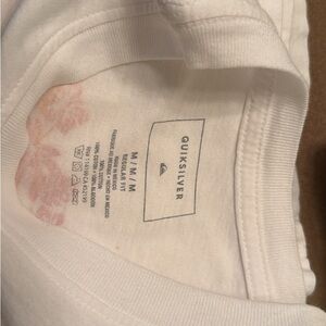 Quiksilver White Tee with Subtle Pink Accent